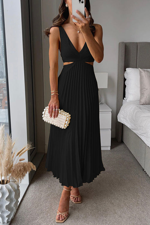 Women’s Pleated Cutout Dress | Midi