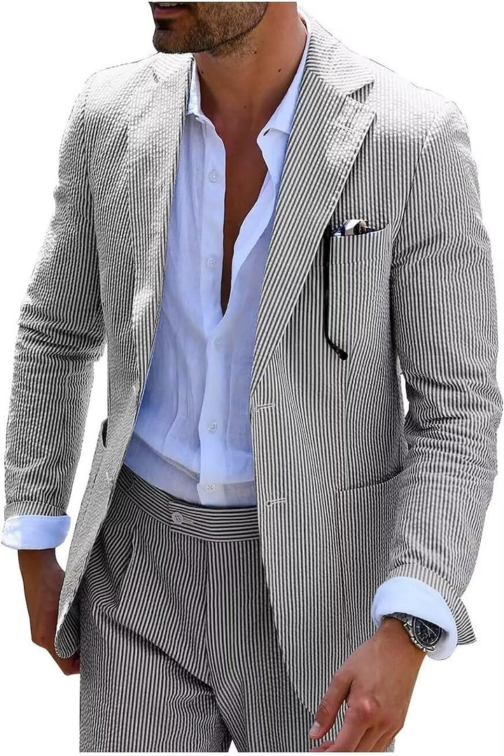 Men’s Striped Formal Suit Set | Two Piece