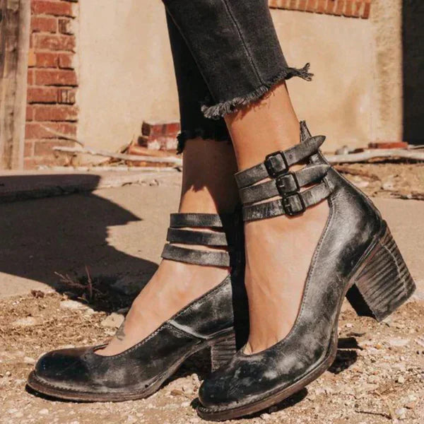 Women’s Vintage Block Heel Shoes | Double Strap