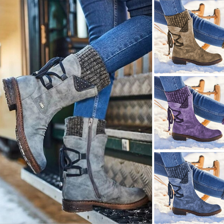 Women’s Studded Back Lace-Up Boots | Mid-Calf