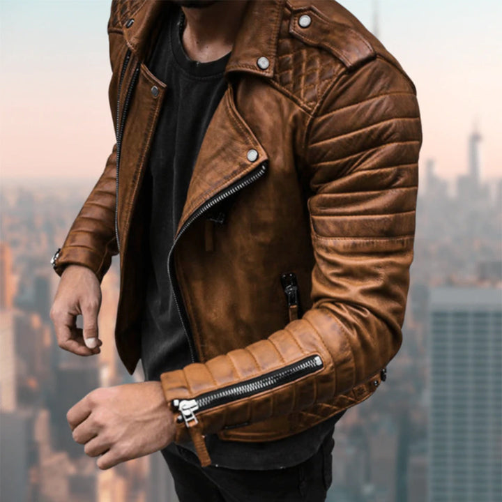 Neil - Leather biker jacket for men