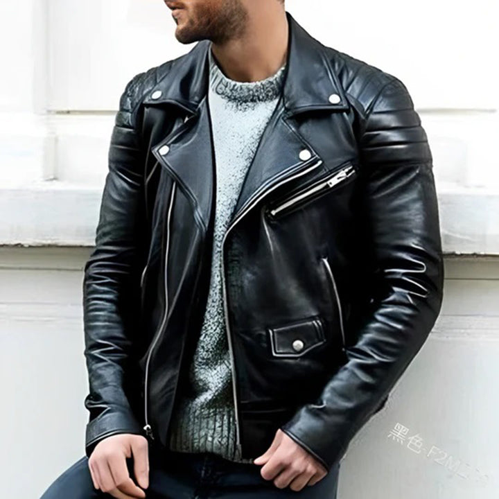 Neil - Leather biker jacket for men