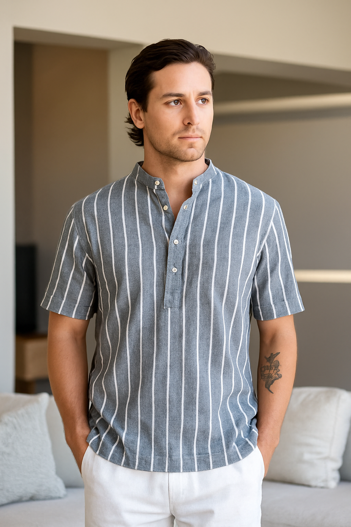 Striped Short Sleeve Shirt | Casual Fit