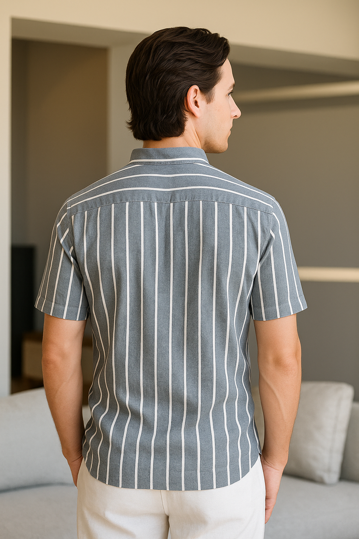Striped Short Sleeve Shirt | Casual Fit