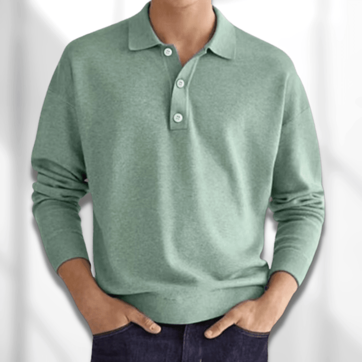 Men’s Long Sleeve Polo Shirt | Button-Up