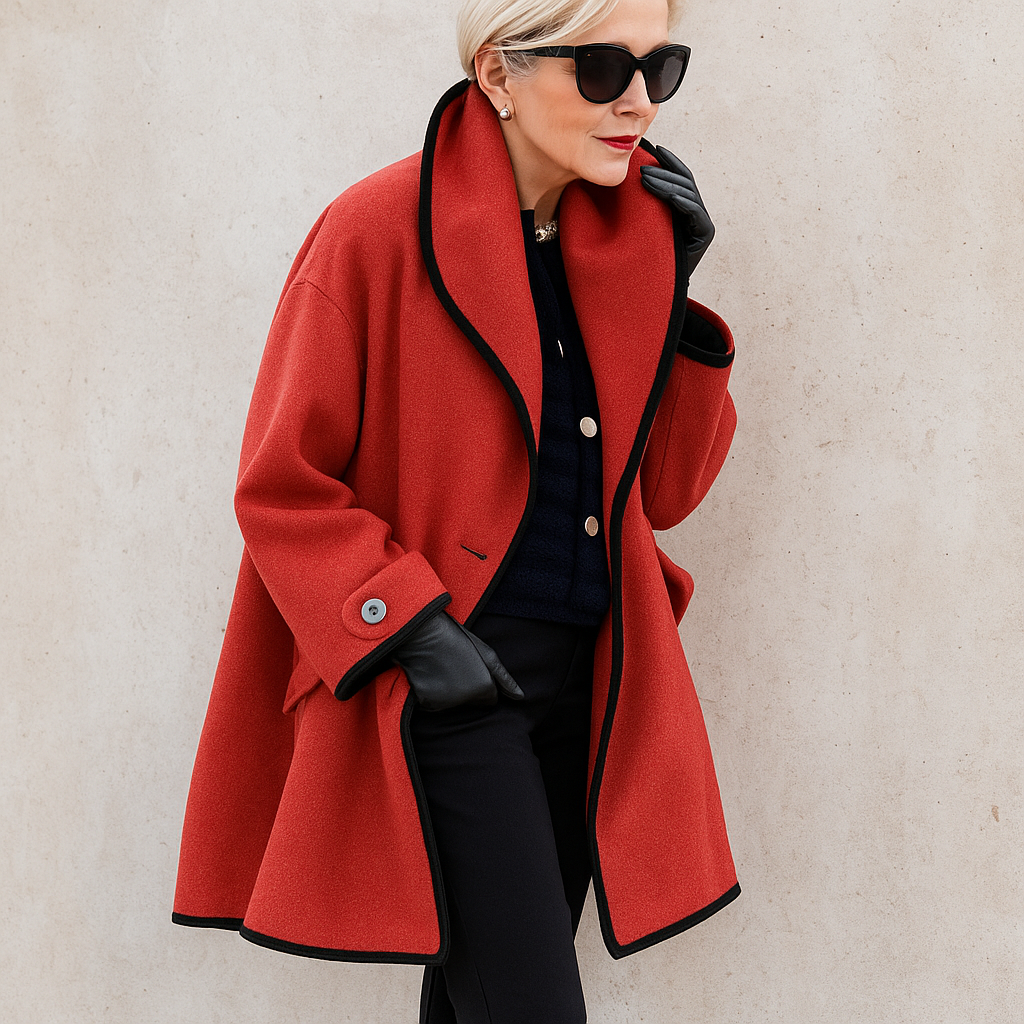Women’s Open-Front Coat With Contrast Trim | Oversized