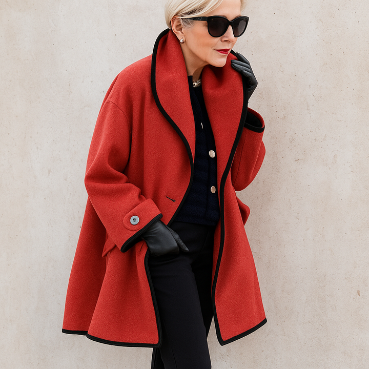 Women’s Open-Front Coat With Contrast Trim | Oversized