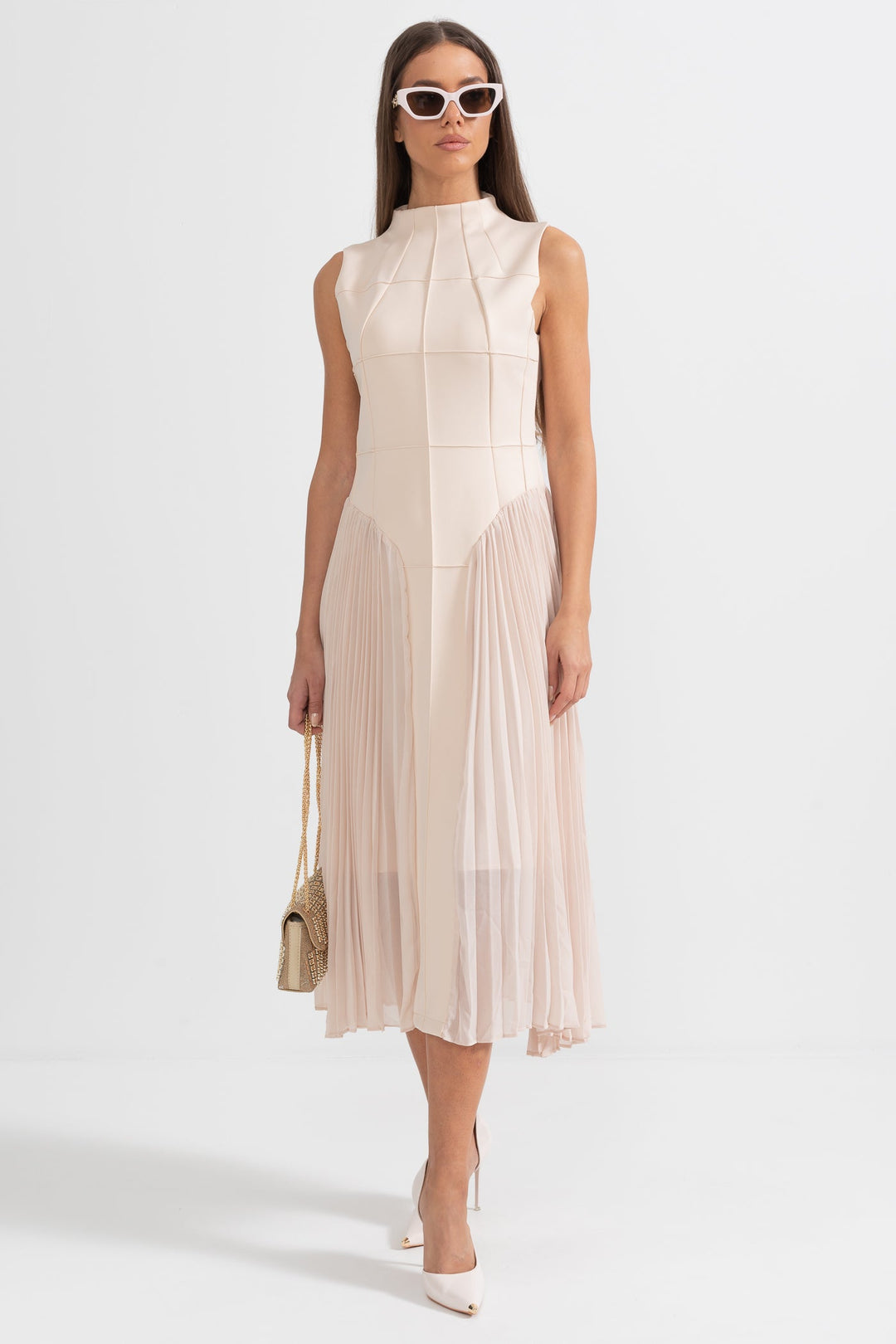 Women’s Sleeveless Pleated Dress | Midi