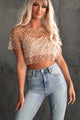 Women’s Sequin Mesh Crop Top | Sheer