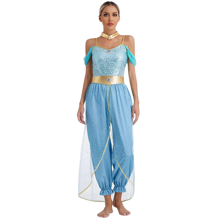 Women’s Princess Halloween Costume Jumpsuit | Off-Shoulder Harem Pants