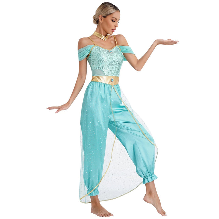 Women’s Princess Halloween Costume Jumpsuit | Off-Shoulder Harem Pants