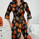 Women’s Halloween Robe | Pumpkin Print with Waist Belt