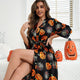 Women’s Halloween Robe | Pumpkin Print with Waist Belt