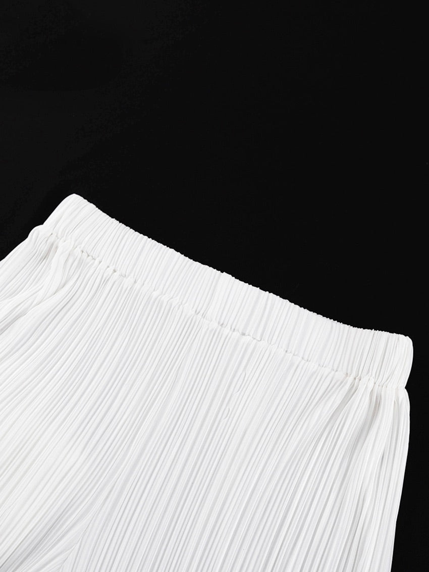 Women's Backless Pleated Two Piece Set | Wide Leg
