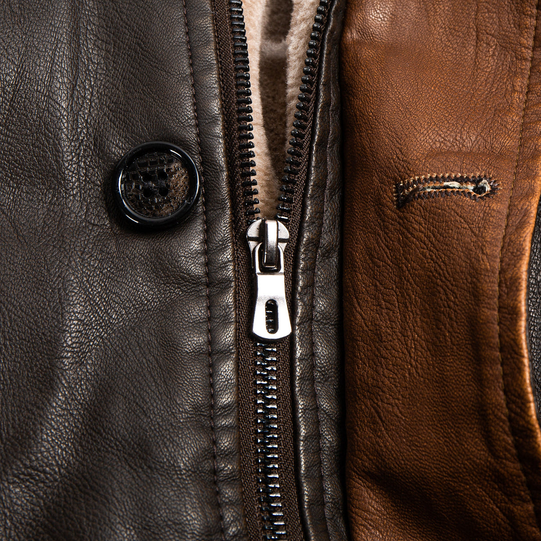 Erick - Men's Retro Double Collar Leather Coat