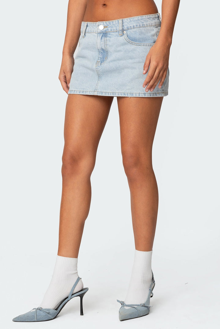 Low Rise Mini Skirt | Pocket Detail Denim Look