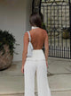Women's Backless Pleated Two Piece Set | Wide Leg