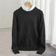 Men’s Textured Grid Knit Jumper | Crew Neck