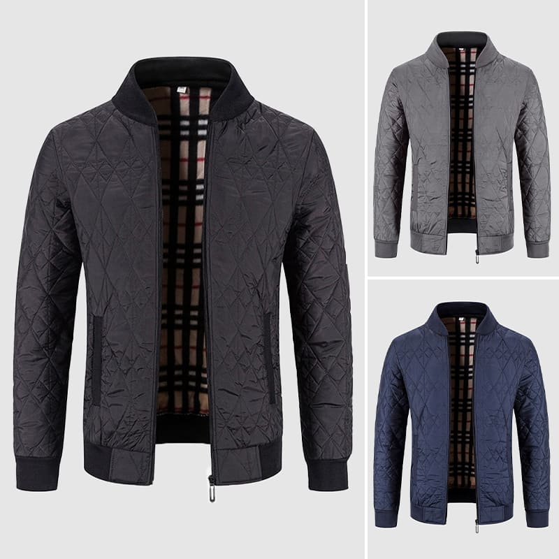 Men’s Quilted Bomber Jacket | Stand Collar
