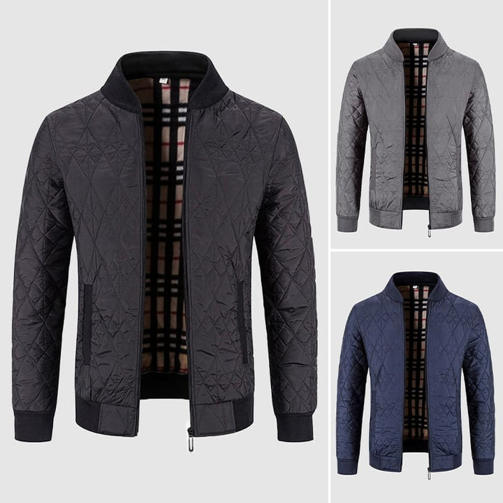 Men’s Quilted Bomber Jacket | Stand Collar
