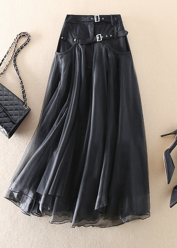 Women’s High Waist Belted Skirt | A-Line Maxi