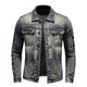 Men’s Distressed Denim Jacket | Patchwork
