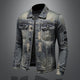 Men’s Distressed Denim Jacket | Patchwork