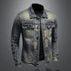 Men’s Distressed Denim Jacket | Patchwork