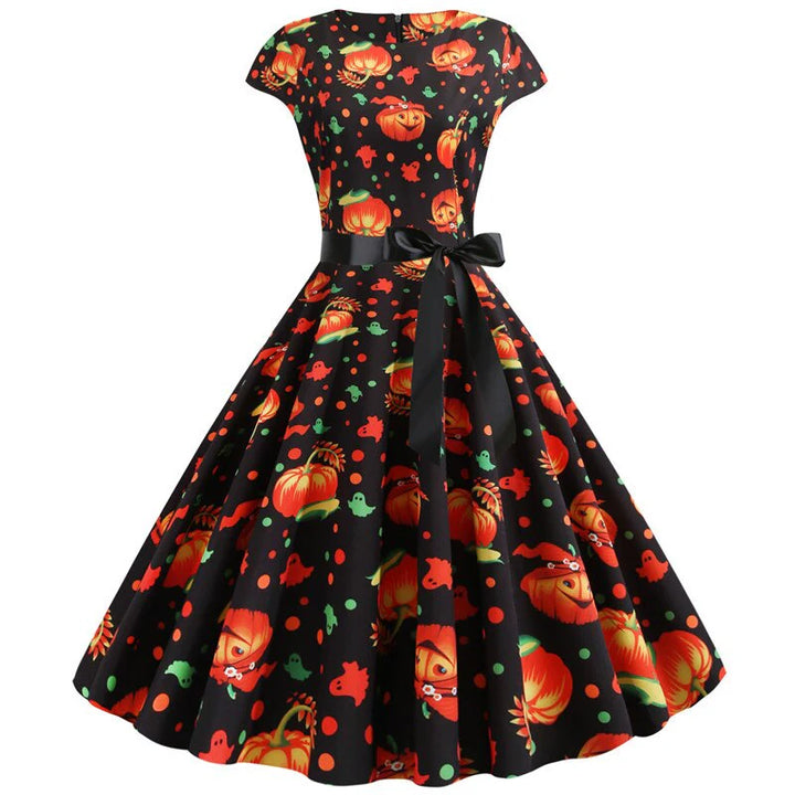 Women’s Halloween Midi Dress | Spooky Pumpkin Print