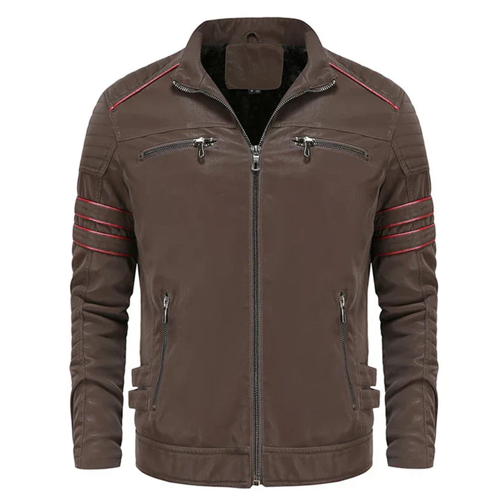 Jameson - Men's Leather Jacket with Double Chest Pockets and Zipper
