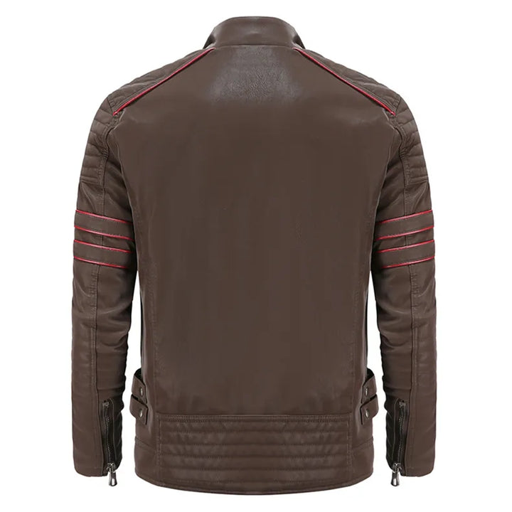 Jameson - Men's Leather Jacket with Double Chest Pockets and Zipper