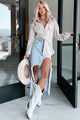 Women’s Distressed Denim Skirt | High Slit