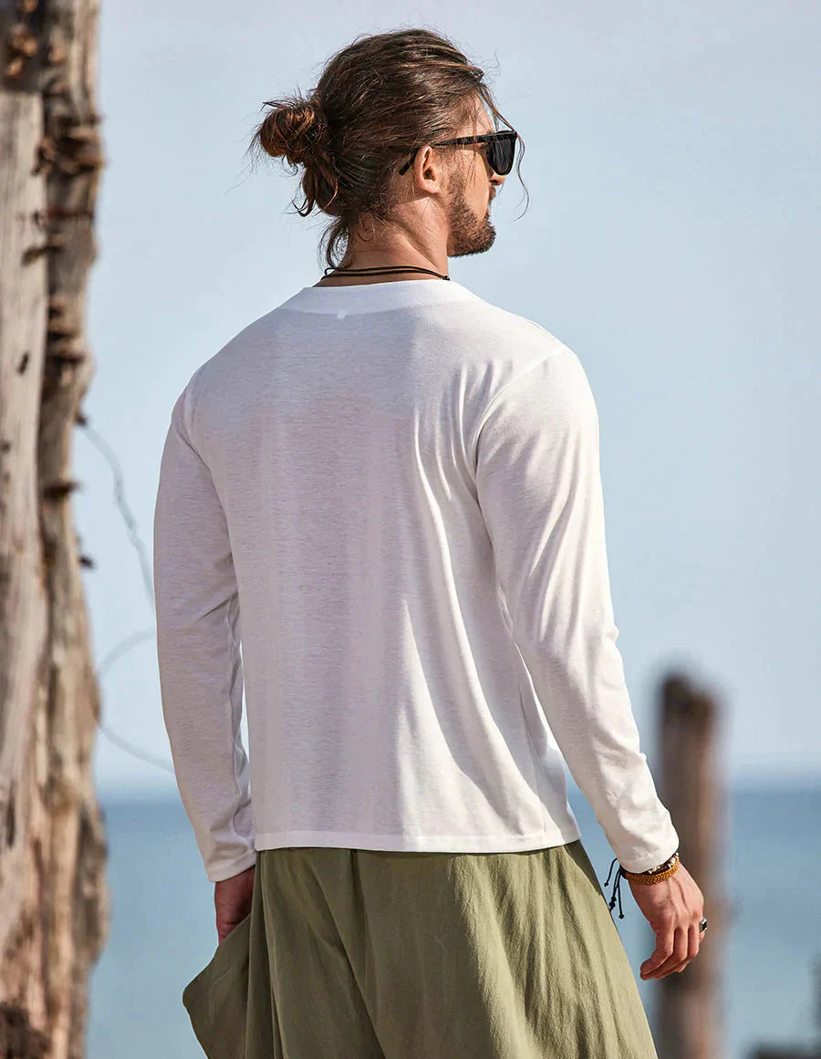 Men’s Long Sleeve V-Neck Shirt | Slim Fit