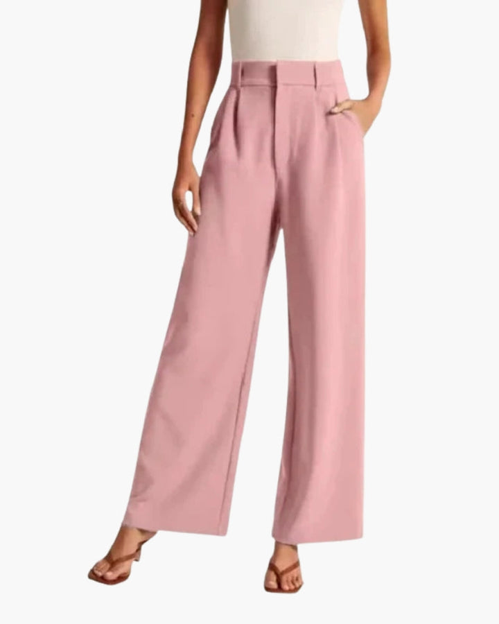 Wide Leg High Waist Trousers | Elegant Office Fit