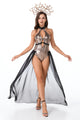 Women’s Medusa Halloween Costume | Snake Headpiece & Bodysuit with Sheer Skirt