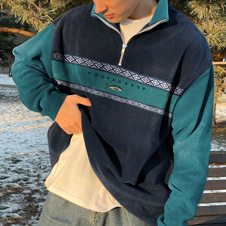 Men’s Quarter-Zip Pullover | Contrast Sleeves