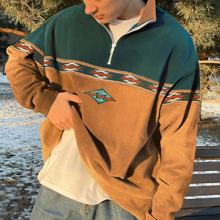 Men’s Quarter-Zip Pullover | Contrast Sleeves