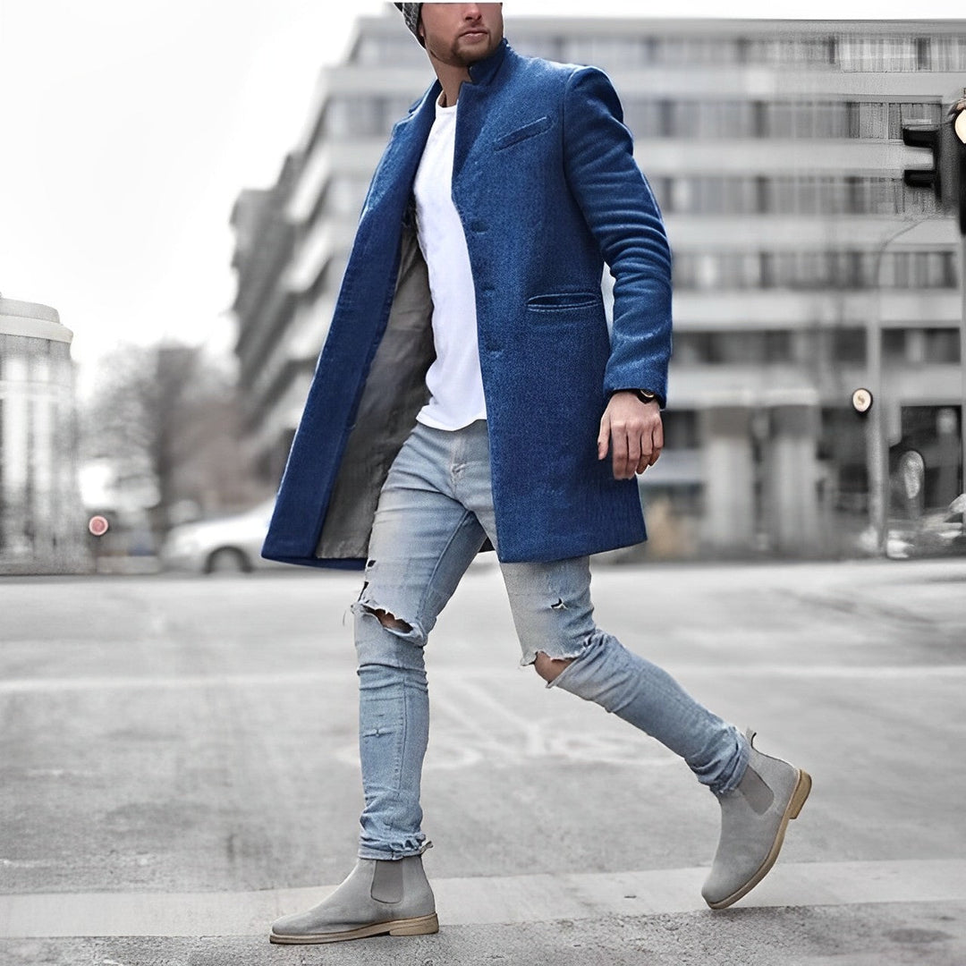 Men’s Stand Collar Overcoat | Long