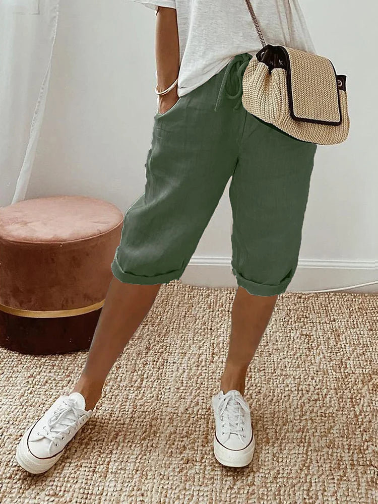 Women's Knee-Length Shorts | With Drawstring