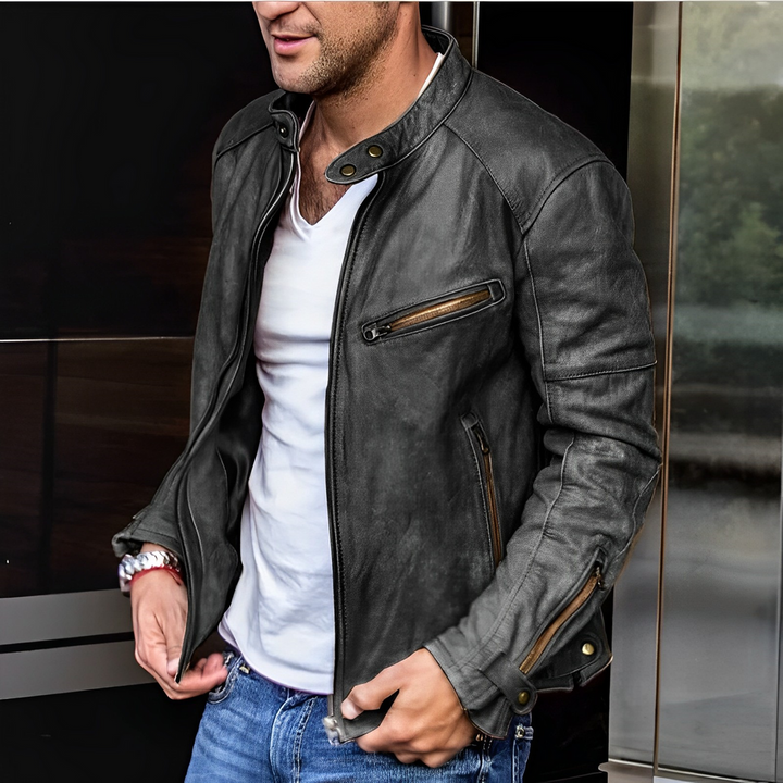 Men’s High Collar Jacket | Buckle Detail