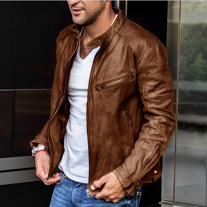Men’s High Collar Jacket | Buckle Detail