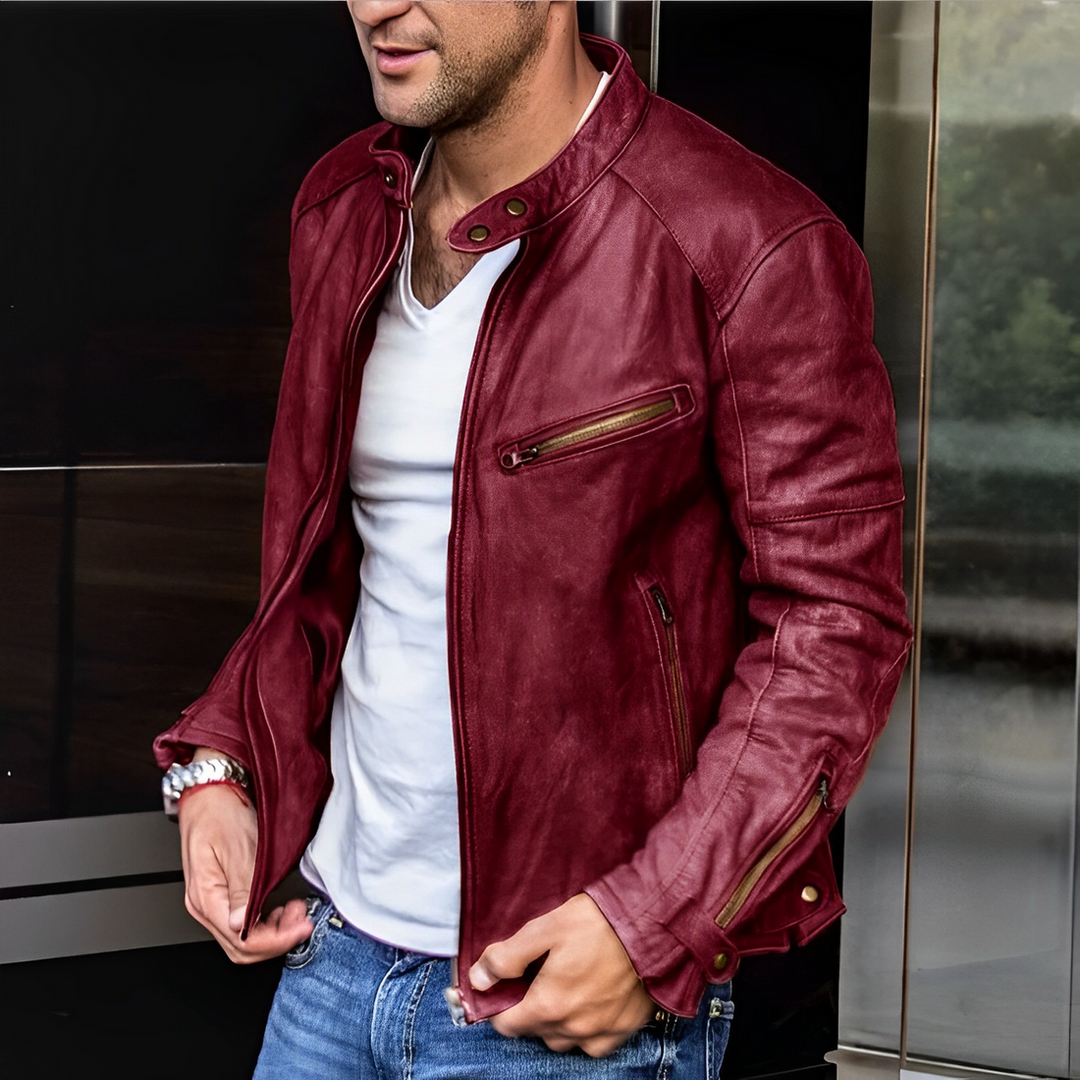 Men’s High Collar Jacket | Buckle Detail