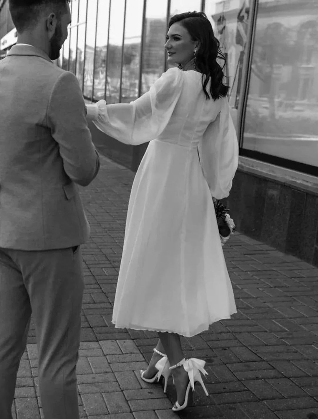 Women’s A-Line V-Neck Wedding Dress | Midi