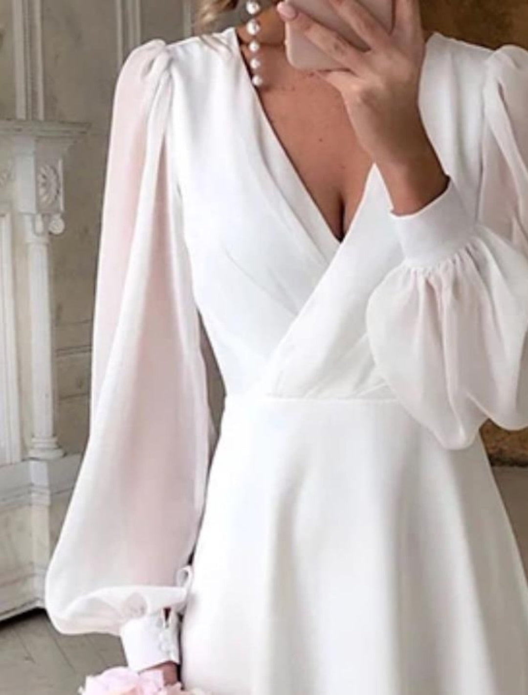 Women’s A-Line V-Neck Wedding Dress | Midi