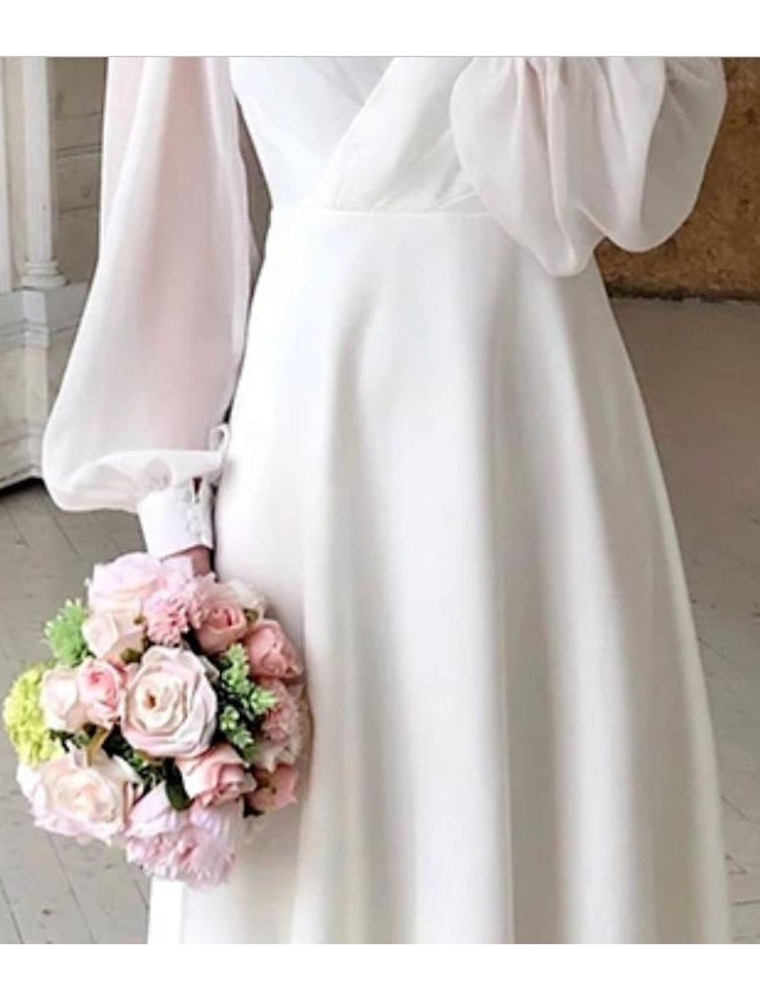 Women’s A-Line V-Neck Wedding Dress | Midi