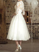Women's Long Sleeve V-Neck Wedding Dress | Midi