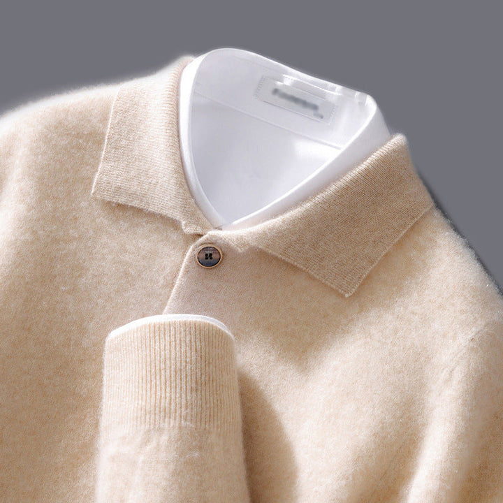 Men’s Polo Collar Knit Sweater | Single Button
