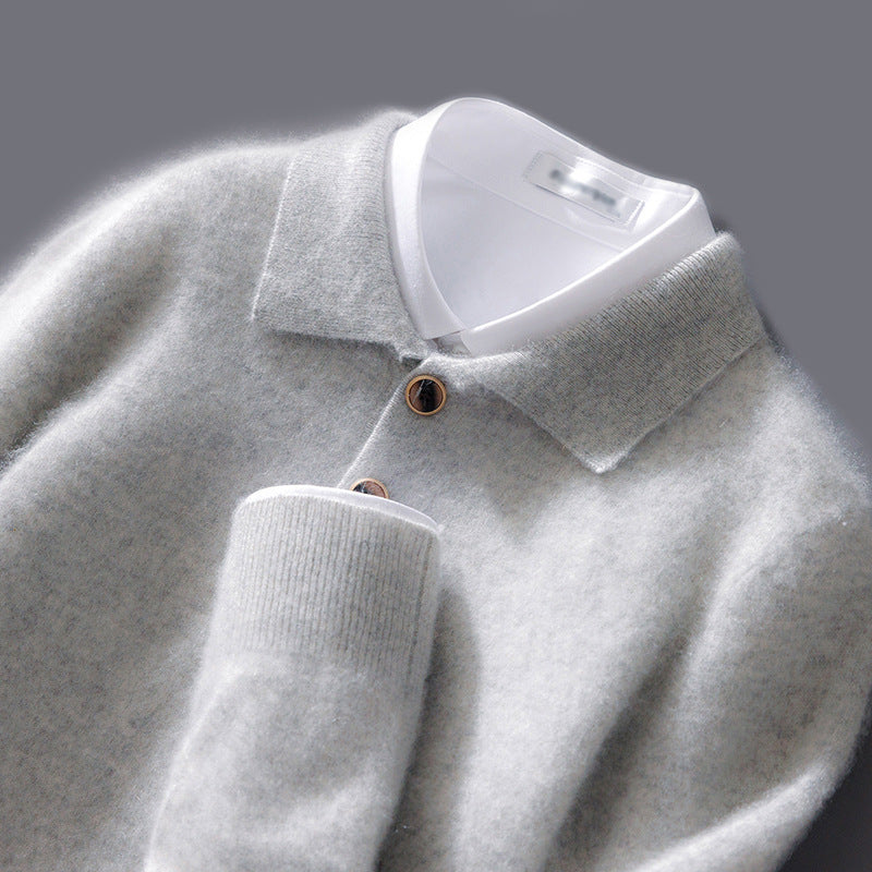 Men’s Polo Collar Knit Sweater | Single Button