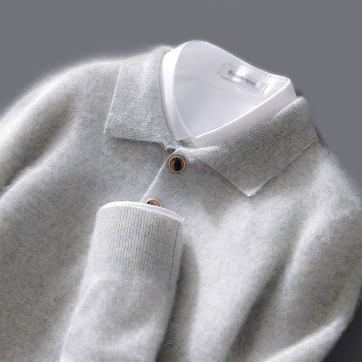 Men’s Polo Collar Knit Sweater | Single Button