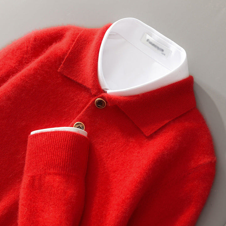 Men’s Polo Collar Knit Sweater | Single Button